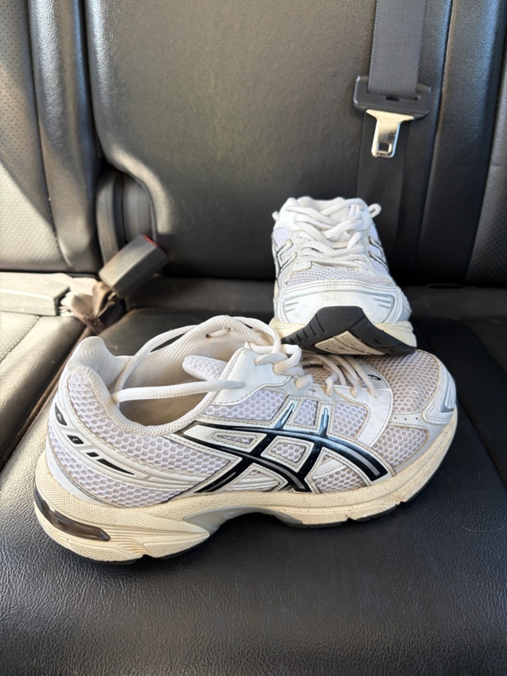 ASICS White and Black Mesh Running Sneakers